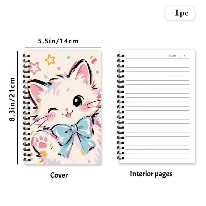Carnet à thème chat en aquarelle, 1 pièce, pages lignées vierges, cadeau idéal pour la prise de note