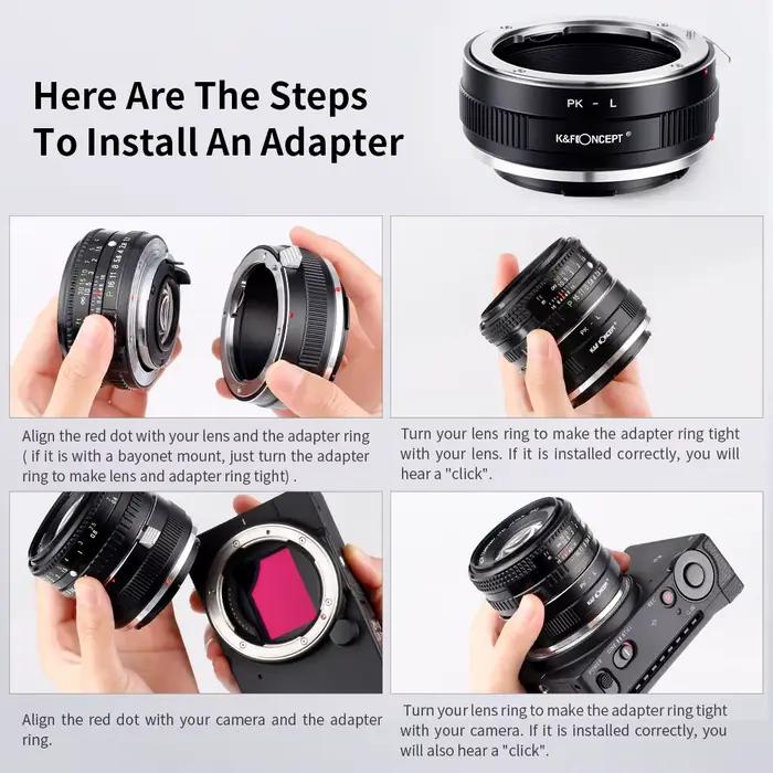 Adaptateur d'objectif d'appareil photo K&F CONCEPT PK-L pour objectif Pentax K PK vers boîtier d'app