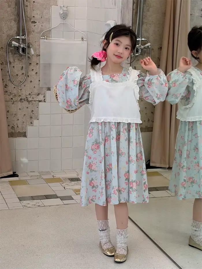 Robe florale pour filles Printemps 2026, robe de princesse à imprimé floral