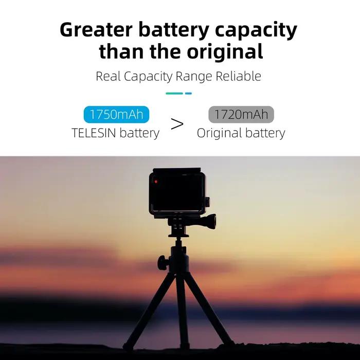 TELESIN – batterie 1750mAh pour GoPro Hero 9 10 11 12, 3 emplacements, boîtier de chargement étanche