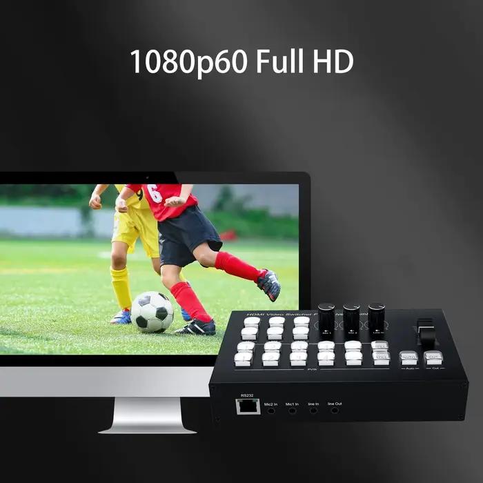 Commutateur de centre vidéo HDMI multi-caméras 4 canaux, capture vidéo, diffusion en direct, PGM Sea