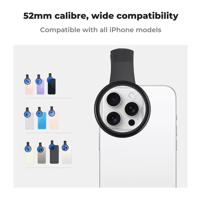 K & F CONCEPT Filtre polarisant circulaire CPL à clipser Filtre de téléphone 52 mm pour tous les tél