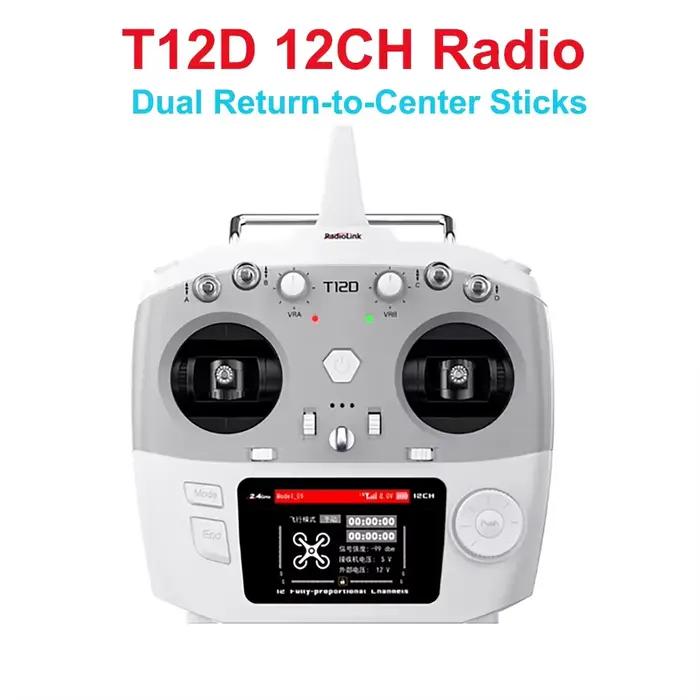 RadioLink T12D12 - Télécommande 12 canaux avec écran 2,8 pouces, émetteur radio intégré avec simulat