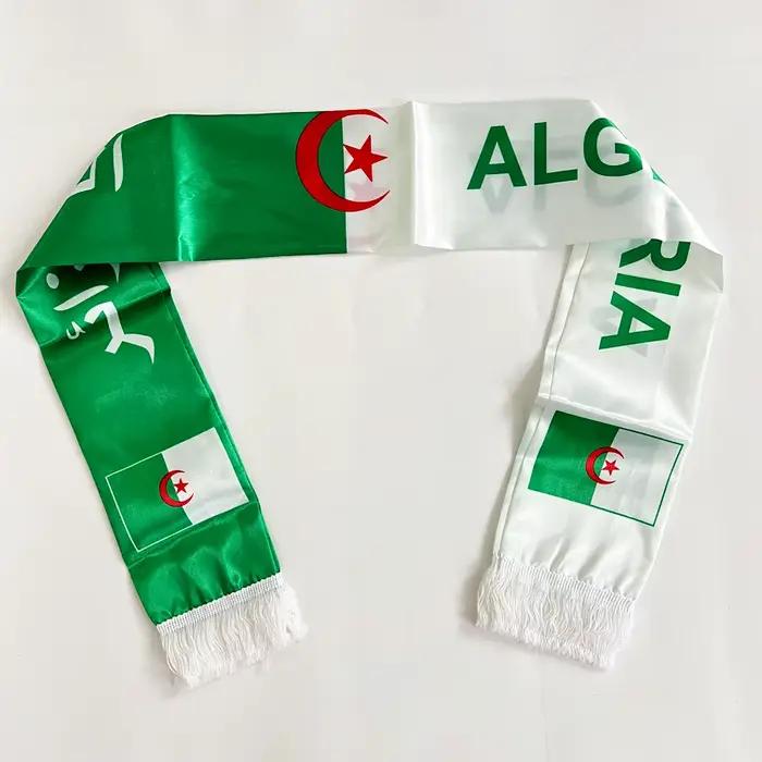 Écharpe personnalisée drapeau algérien équipe de football 14*130cm en satin – Écharpe Algérie