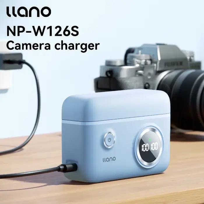 Chargeur d'appareil photo LLANO NP-W126s, double port de charge, affichage LED avec fonction de stoc
