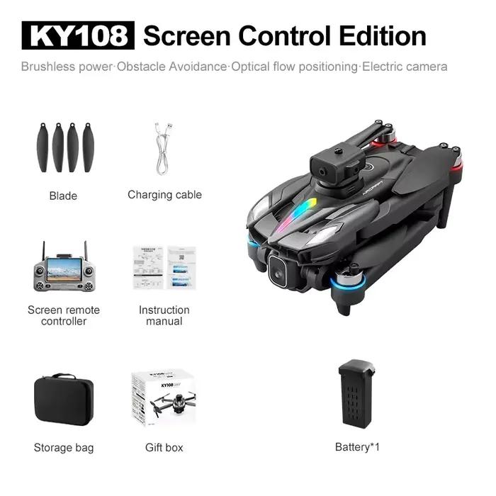 Nouveau drone KY108 2026 avec caméra 8K, écran de contrôle grand format de 4,3 pouces, drone profess
