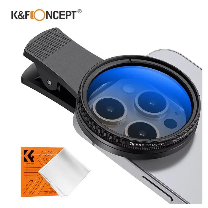 K & F CONCEPT Filtre polarisant circulaire CPL à clipser Filtre de téléphone 52 mm pour tous les tél