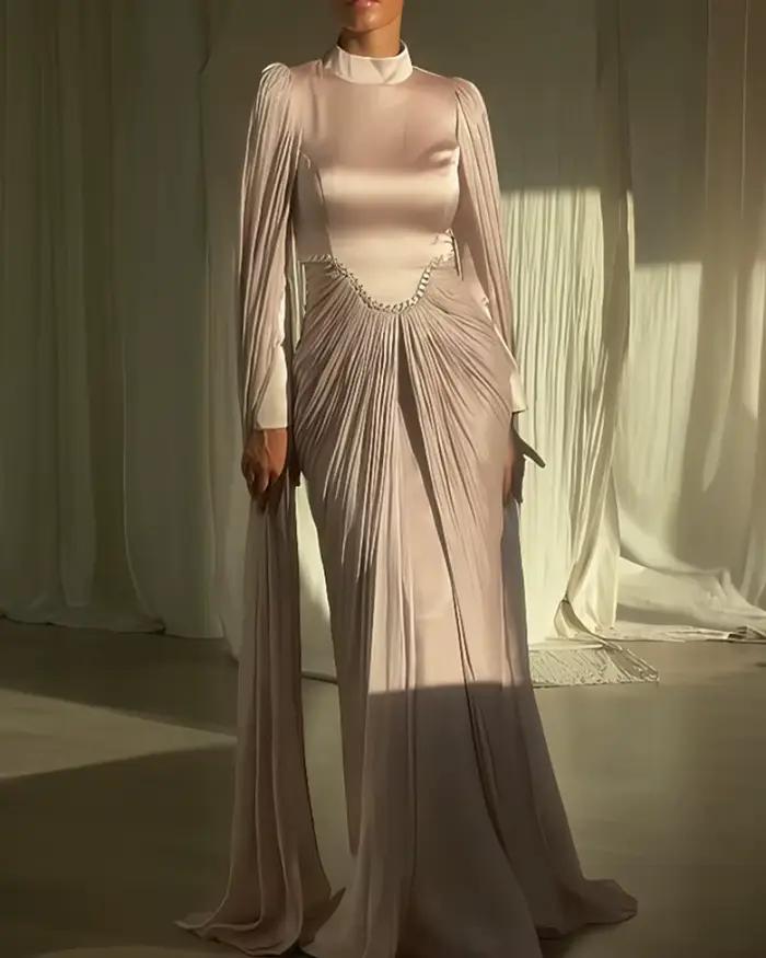 LGRQ 2026 printemps et automne femmes Sexy diamant embelli couleur unie robe de soirée