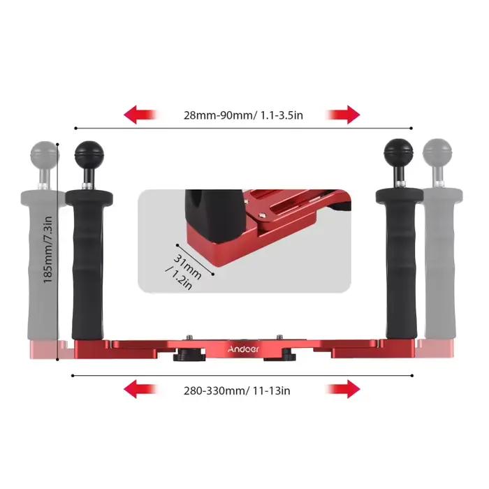 Stabilisateur de caméra étanche pour GoPro, IL, Sony, Nikon, DSLR, plate-forme de plongée, poignée d