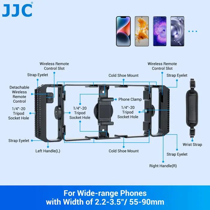 JJC – Kit de plate-forme vidéo universelle pour Smartphone, avec télécommande, poignée, Cage de Film