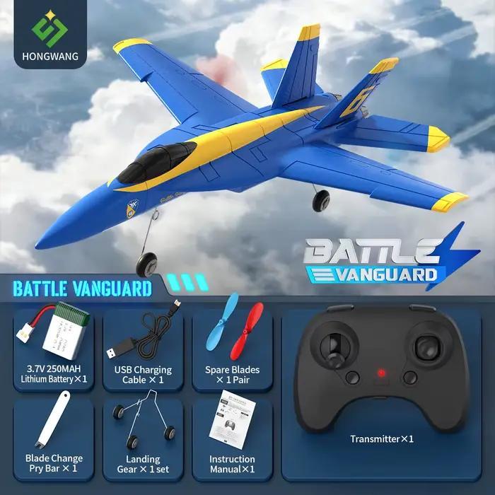 Avion télécommandé F18 Hornet RC Glider 2.4G 2CH 6 axes avec stabilisation, en mousse, avec lumières