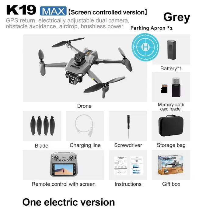 Drone de pêche K19 MAX avec largage aérien, écran 5G, caméra professionnelle 4K, retournement automa