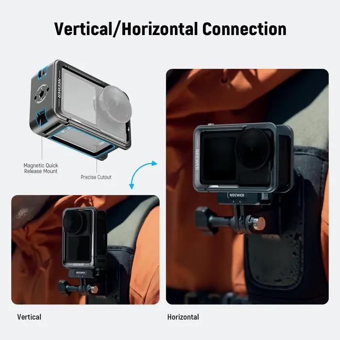 NEEWER Cage pour Action 5 Pro plate-forme vidéo en métal avec bouton d'obturation de chaussure froid