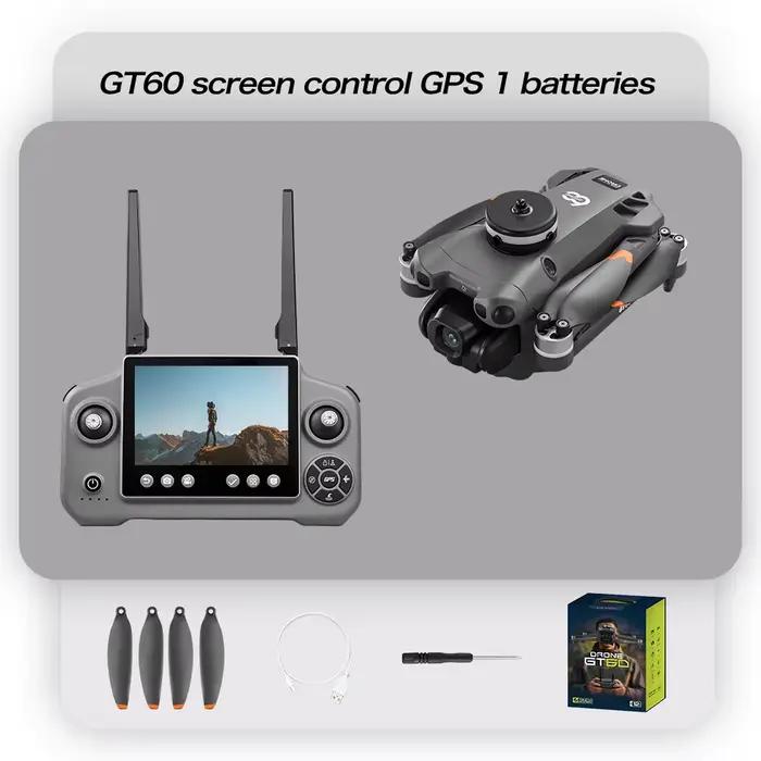 NOUVEAU Mini Drone GT60 avec Double Caméra 8K, Évitement d'Obstacles, GPS Fixe, Télécommande, Quadri