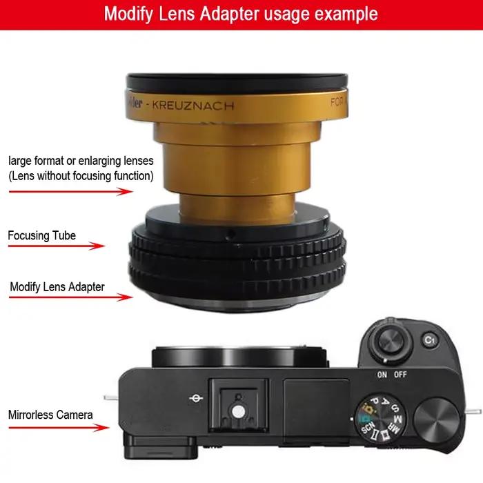 Adaptateur d'objectif M65-GFX modifié, pour monture M65 x 1mm, grand format ou grossissement sur Fuj