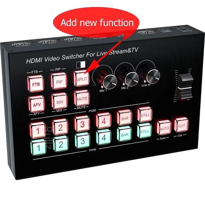 Commutateur de centre vidéo HDMI multi-caméras 4 canaux, capture vidéo, diffusion en direct, PGM Sea