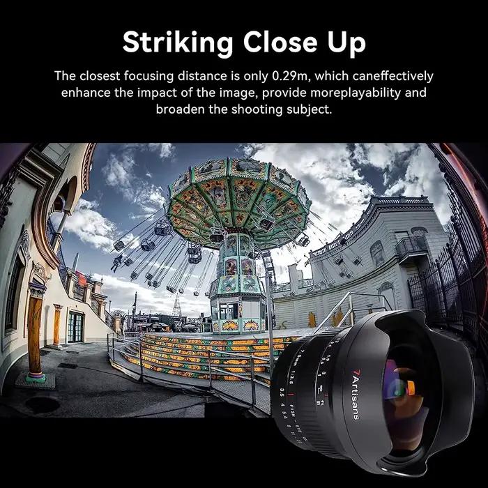 Objectif Fisheye 7artisans APS-C 7.5mm F3.5 pour appareil photo reflex numérique, photographie idéal