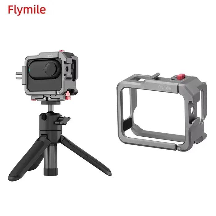 Flymile Cage Métallique pour Insta360 GO3S/GO3, Support de Fixation pour Caméra Sportive, Microphone
