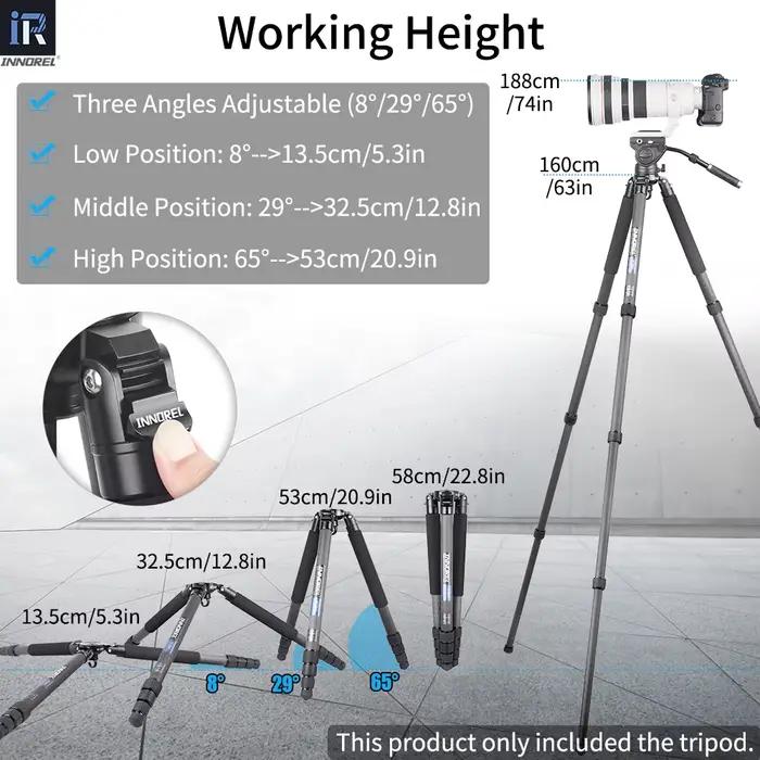 Trépied professionnel en Fiber de carbone NT364C, pour appareil photo DSLR, caméscope vidéo, robuste