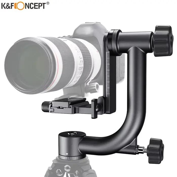 K&F CONCEPT Tête de trépied en alliage d'aluminium Tête de trépied à cardan panoramique à 360 degrés