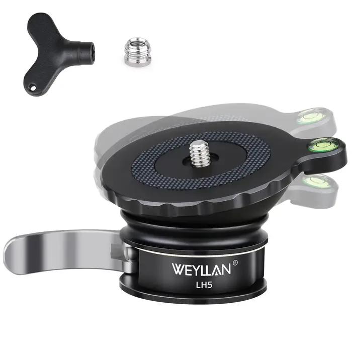 Weyllan-Tête de trépied LH5, base d'abaissement de trépied, plaque de réglage rapide en 3s, réglage