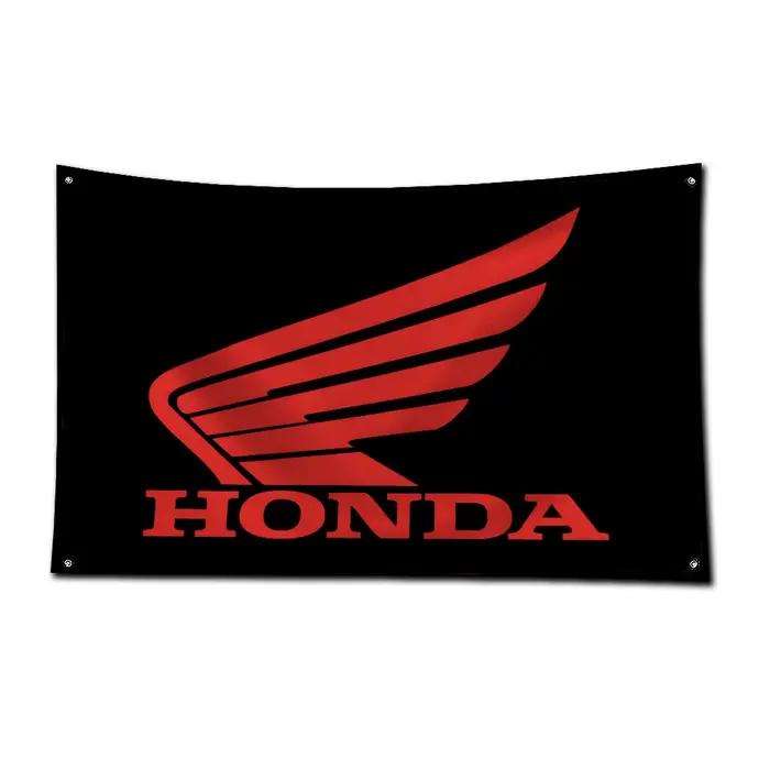 Drapeau de moto Honda en polyester imprimé, bannière de course automobile pour la décoration de pub,