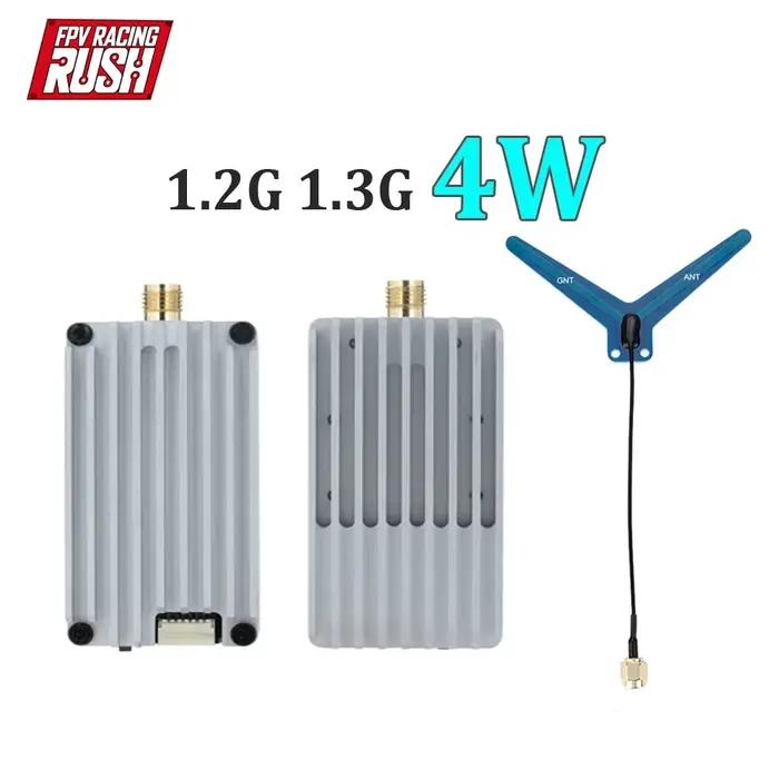 RUSHFPV 1.2G 1.3G 4W VTX avec antenne, entrée 7-36V, protocole IRC-TRAMP intégré, émetteur vidéo ana