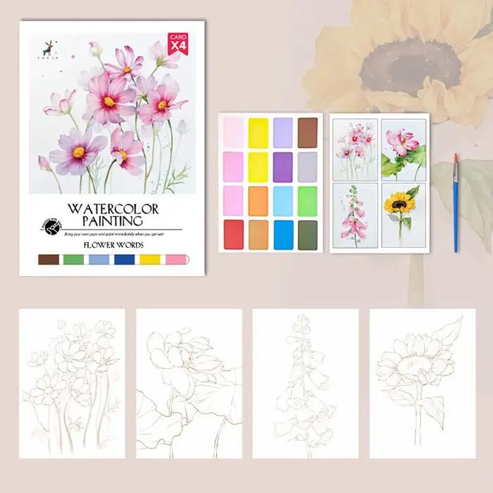 Carnet de coloriage aquarelle grand format, papier à dessin, carnet de coloriage et de dessin, carne