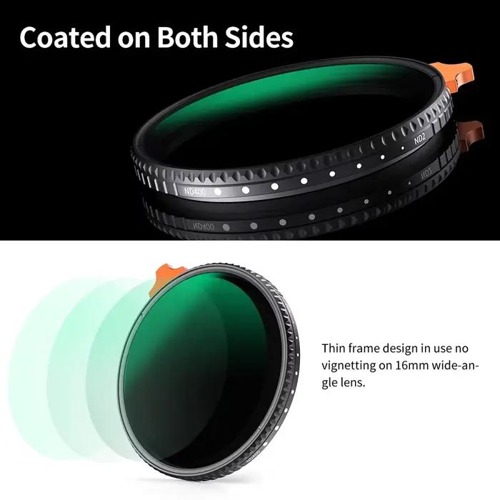 Filtre ND variable K&F CONCEPT ND2 à ND400 pour objectif, densité neutre réglable, 49mm 52mm 58mm 62