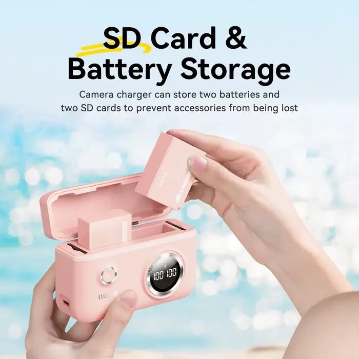 Chargeur d'appareil photo LLANO NP-W126s, double port de charge, affichage LED avec fonction de stoc