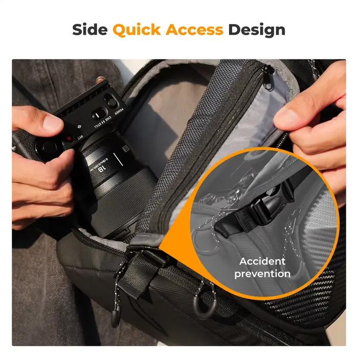 Sac à bandoulière pour appareil photo K&F CONCEPT 10L, sac à dos rigide pour photographes, sac à ban