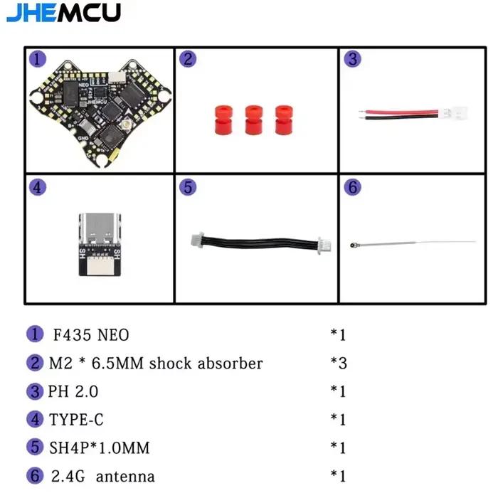JHEMCU F435 NEO 1S AIO contrôle de vol avec 4 en 1 intégré 5A ESC Dshot300 carte TYPE-C externe pour