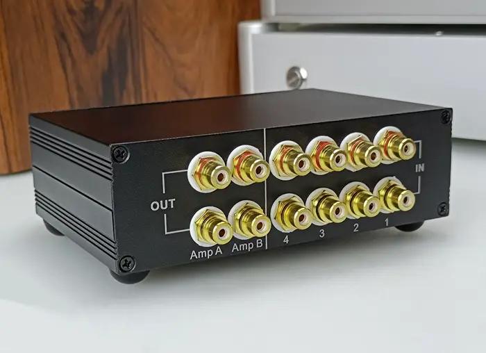Sélecteur de commutateur Audio RCA 4 voies Premium, Source stéréo, boîtier de commutation d'entrée d