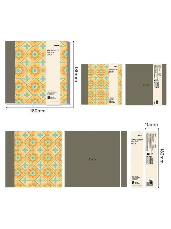 ARRTX Sketchbook Watercolor Notebook, carnet de croquis dessiné à la main, 100% coton, épaisseur moy