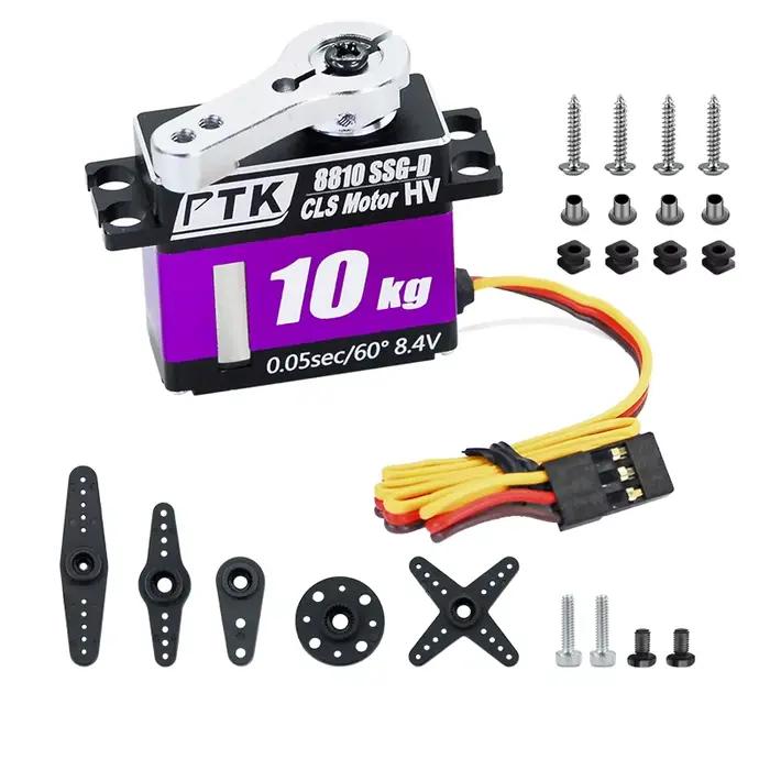 Servomoteur de direction RC sans noyau PTK 8810 MG-D10KG 8,4 V, engrenage en acier inoxydable, servo