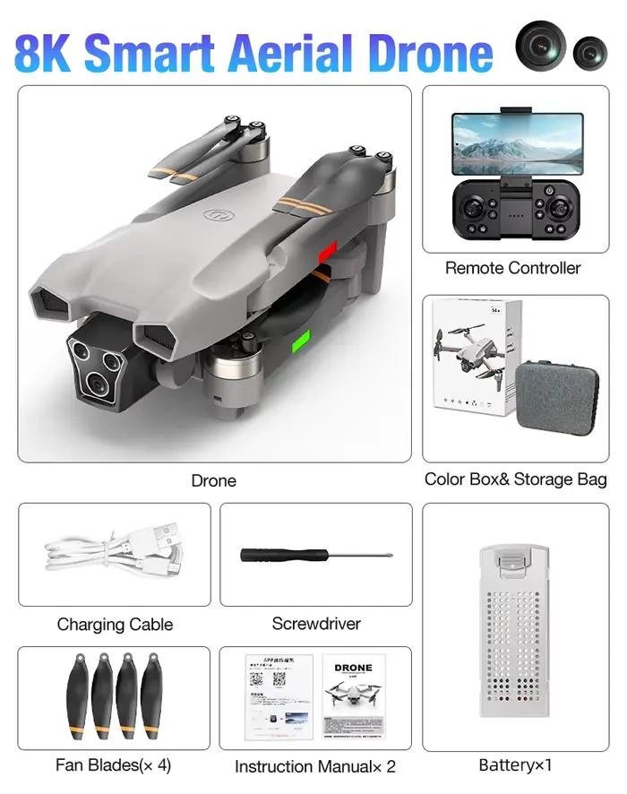 Drone de photographie aérienne à moteur brushless 8K avec flux optique, vol stationnaire, télécomman
