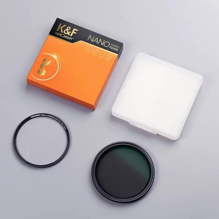 Filtre à densité neutre variable magnétique K&F CONCEPT 49mm-82mm ND8-ND128 avec 28 couches multicou