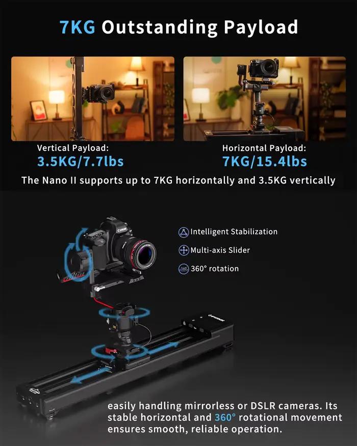 IFOOTAGE Shark Slider Nano II 660, curseur de caméra motorisé 26" charge utile 15,4 lb, version long