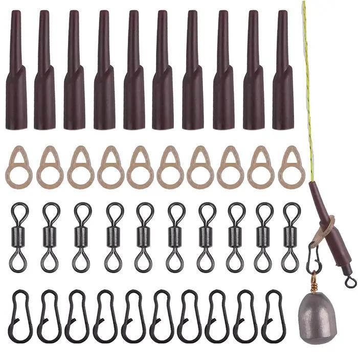 Kit d'accessoires pour la pêche à la carpe, avec anneaux, tube en caoutchouc, émerillons roulants, m