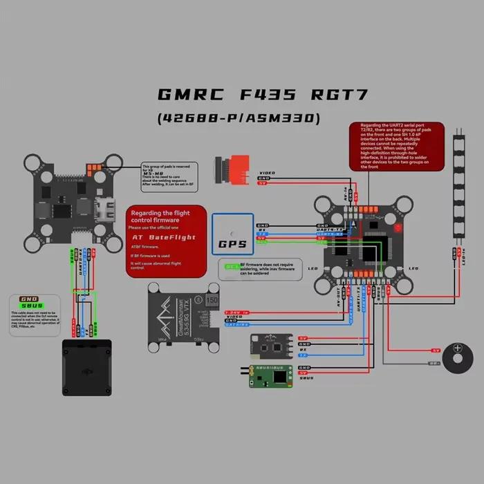 AAAEL-On-Board AT32 F435RGT7 contrôleur de vol 42688-P Gyroscope baromètre 3-6S Lipo pour DJI/O3/Vis