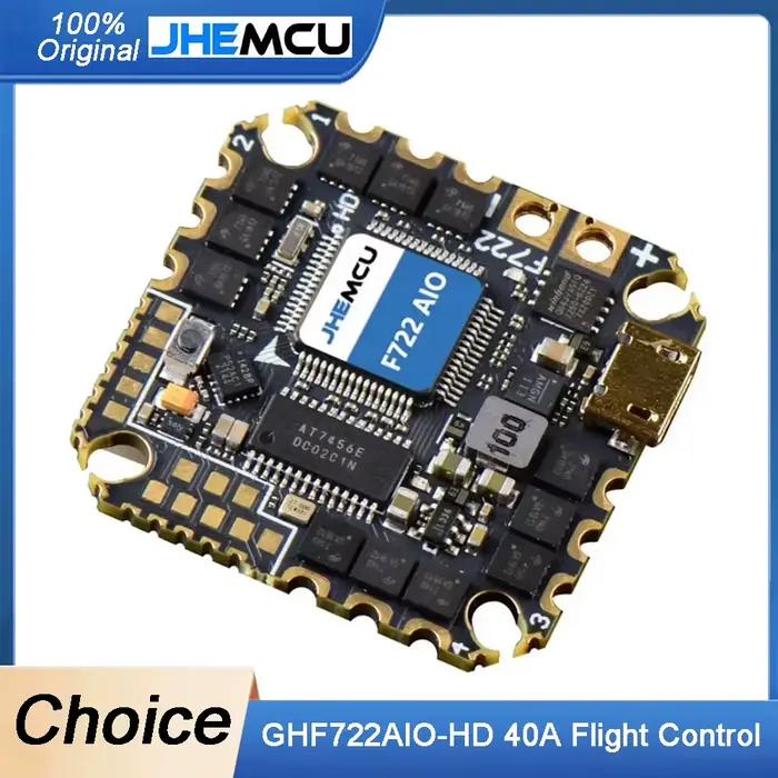 JHEMCU GHF722AIO-HD F722 AIO contrôleur de vol- Baro, OSD BlackBox 40A 4in1 ESC, entrée 2-6S pour Dr