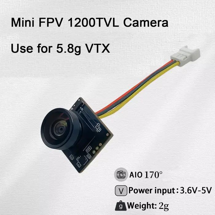 Mini caméra FPV 5,8g 1200TVL PAL 170 degrés avec transmetteur vidéo, compatible alimentation 3,6-5V,