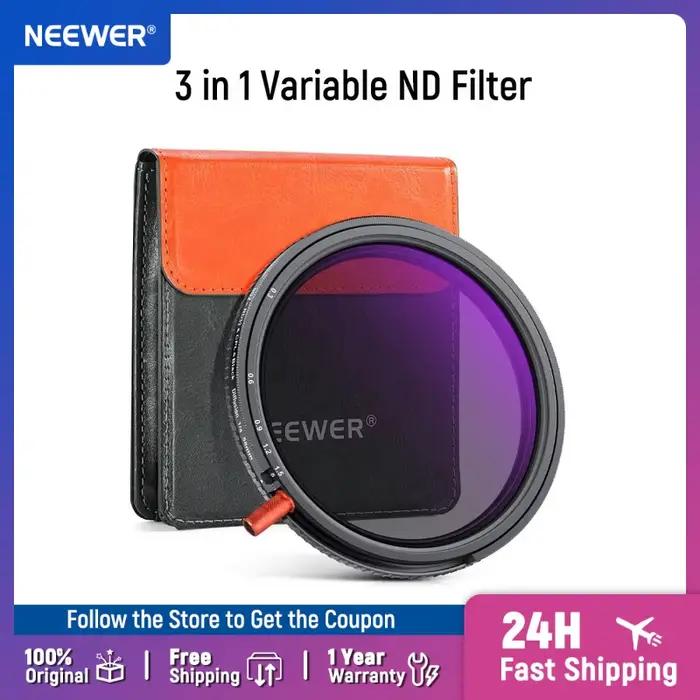 NEEWER 58mm 3 en 1 filtre ND variable + CPL + diffusion noire 1/4 filtre à effet verre optique HD mu