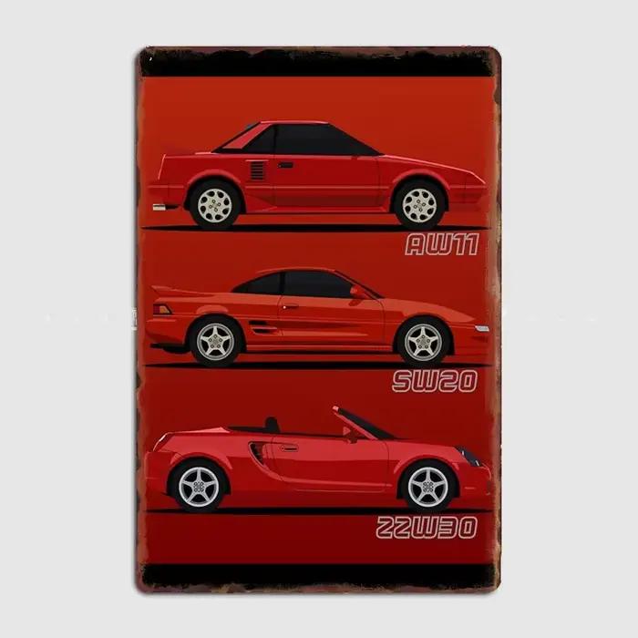Affiche en métal rétro pour voiture de Sport classique série MR2 générations, Art mural, décoration