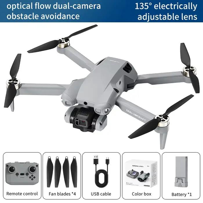 Nouveau drone D66 avec grand écran, moteur sans balais, évitement d'obstacles, télécommande, avion p