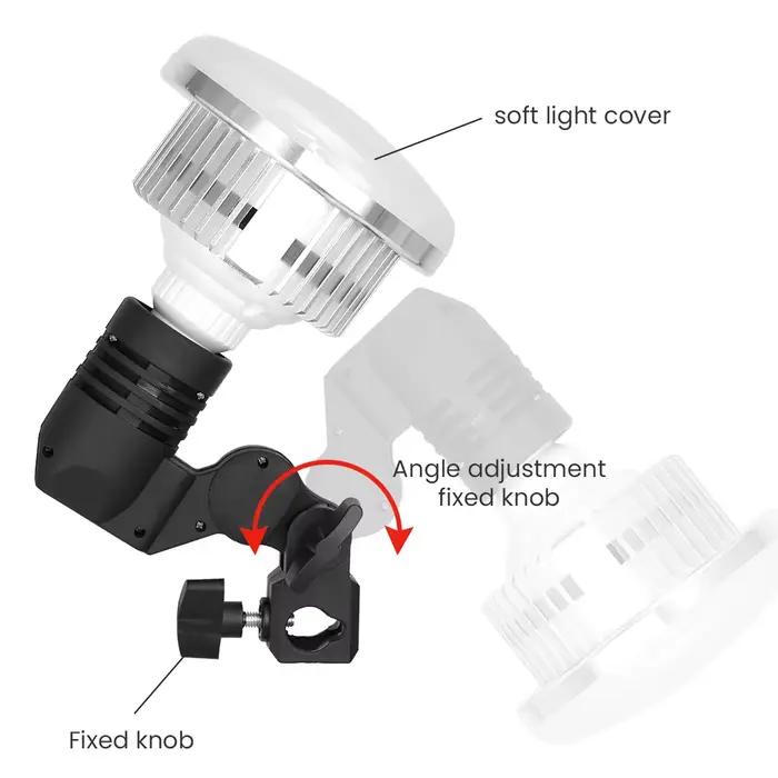 Inda-Éclairage de photographie LED, ampoule avec support à bras long, télécommande pour diffusion en