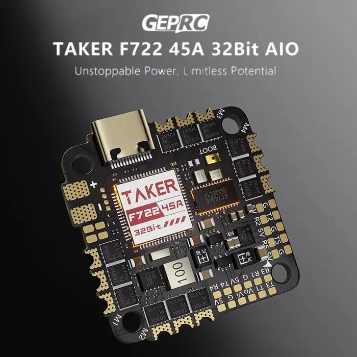 Contrôleur de vol AIO GEPRC TAKER F722 45A 32 bits 2-6S 55A Burst 5Uarts Betaflight OSD pour drone d
