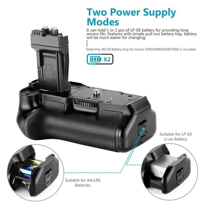 Neewer BG-E8 poignée de batterie de remplacement pour appareils photo reflex Canon EOS 550D 600D 650