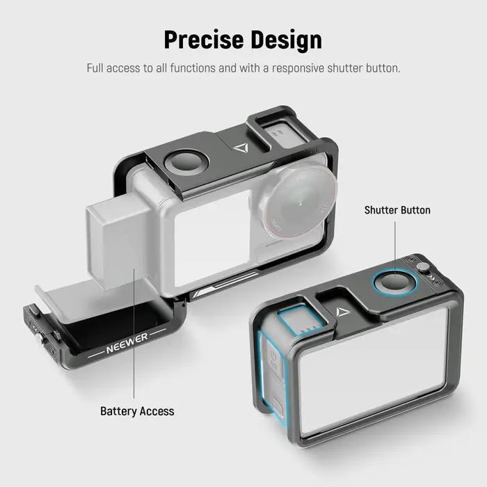 NEEWER Cage pour Action 5 Pro plate-forme vidéo en métal avec bouton d'obturation de chaussure froid
