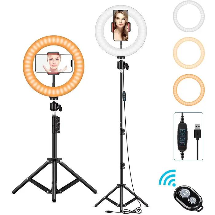Éclairage de remplissage de photographie LED avec trépied, appareil Photo, cercle de Studio Photo, a